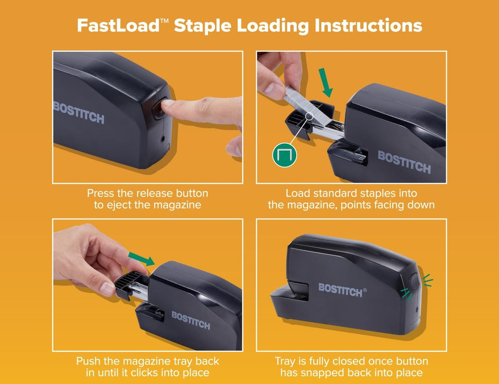 Electric Stapler, 20 Sheets, Battery/AC Powered, Black, MDS20-BLK