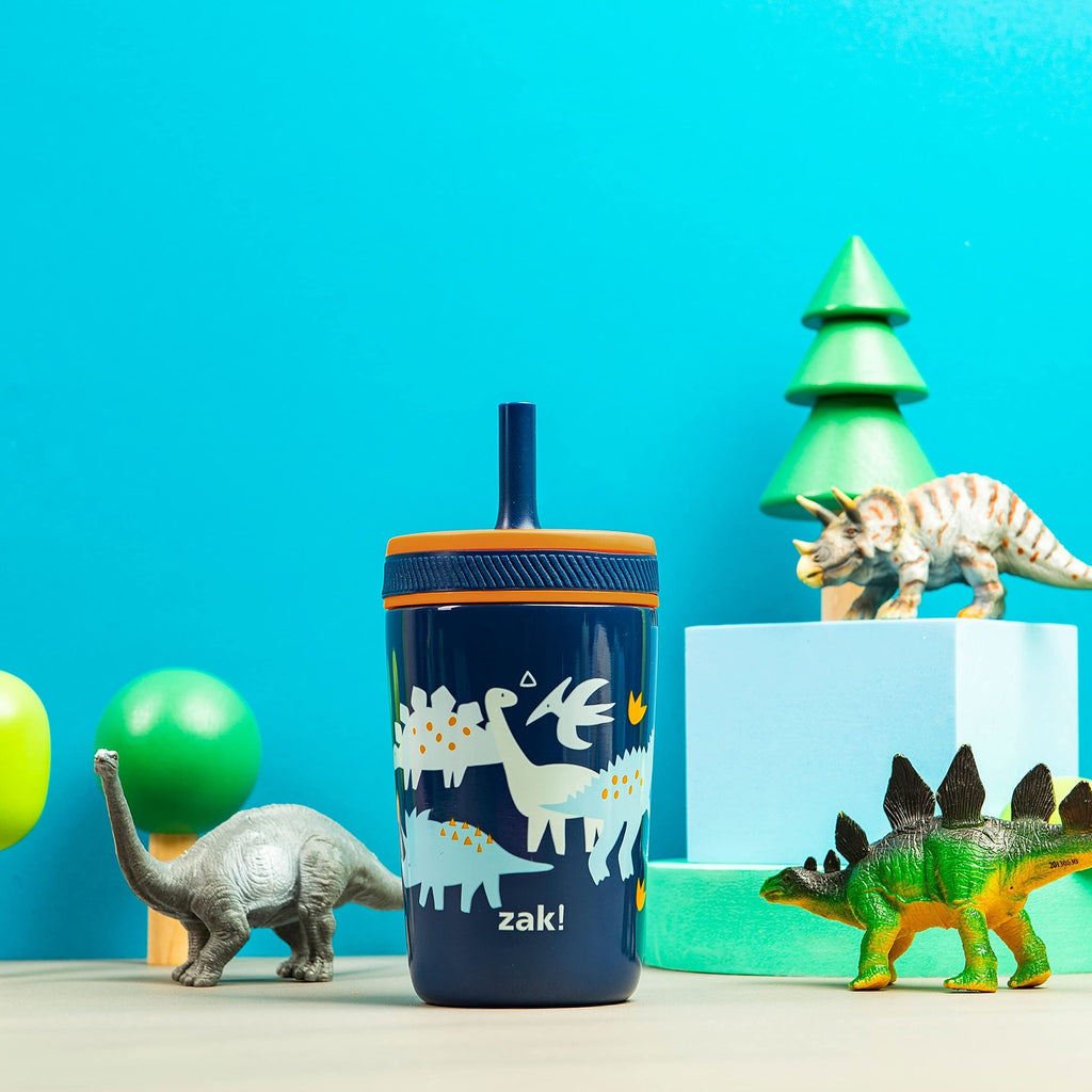 Zak Kelso 12oz Stainless Steel Kids Tumbler - Leak-Proof, Dinosaur Design