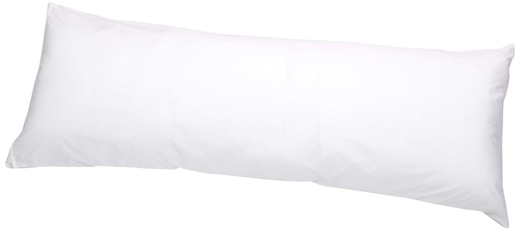 White Cotton Body Pillow Pillowcase, 55x21 In, Zipper Closure, Hypoallergenic