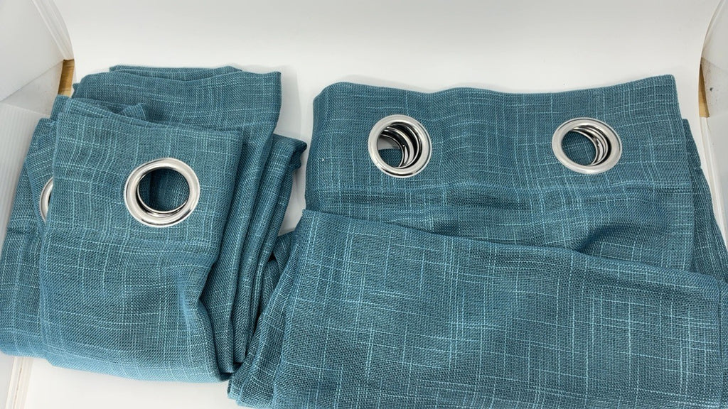 Light Filtering Linen Look Curtain Panels 54x84 Blue Teal - 2 Pack