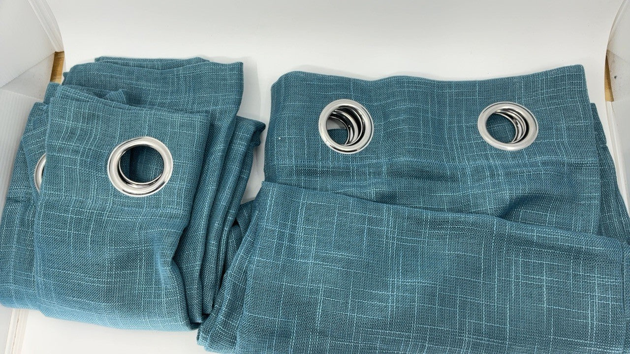 Light Filtering Linen Look Curtain Panels 54x84 Blue Teal - 2 Pack
