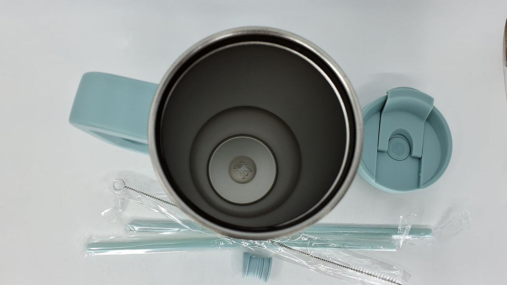 BJPKPK 30 Oz Insulated Tumbler w/ Handle, Stainless Steel, Blue Haze