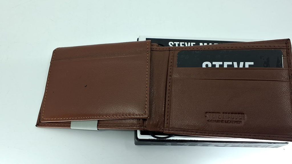 Men's Leather Wallet Extra Capacity, Cognac, Slim Design, One Size