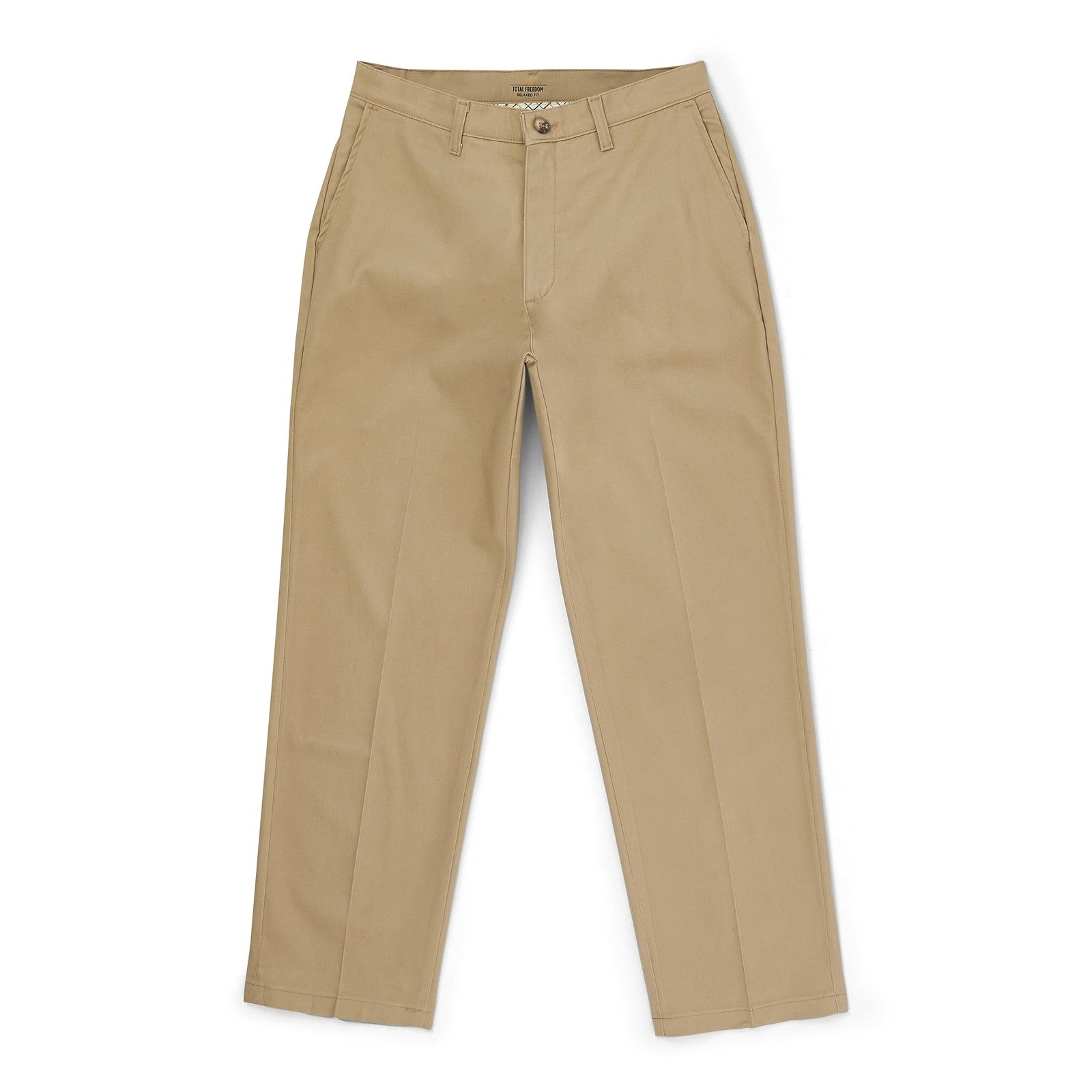 Lee Total Freedom Stretch Relaxed Fit Flat Front Pant, 38W x 32L, Khaki