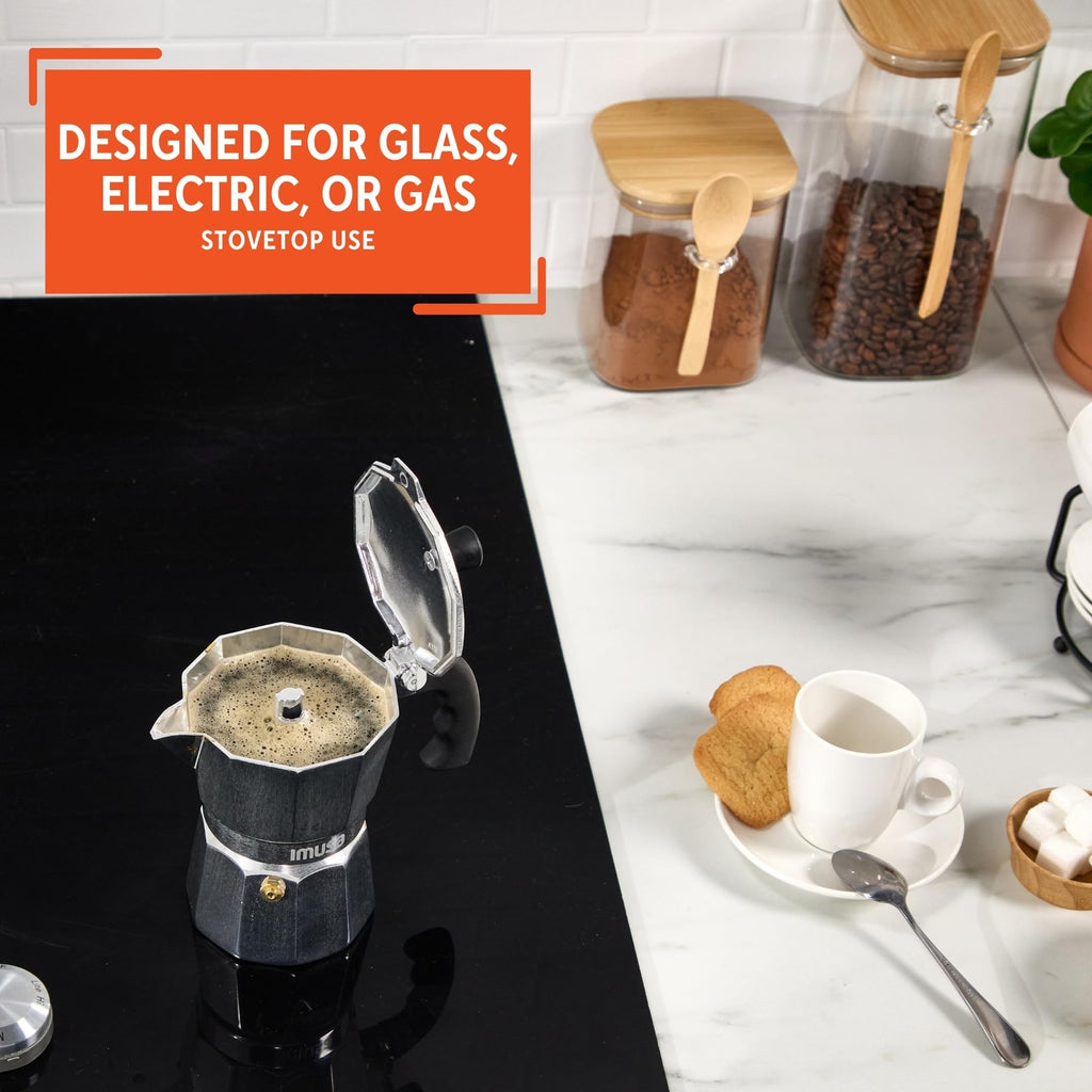 IMUSA Aluminum Stovetop Espresso Maker, 3-Cup, Silver