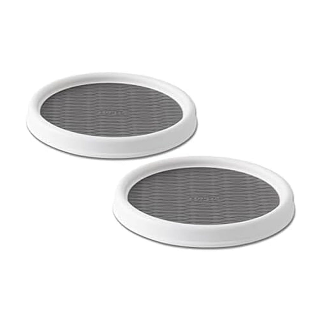 Copco 9 In Lazy Susan Turntables, Non-Skid Set of 2 for Cabinets, White/Gray