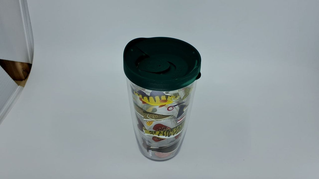 Classic 16oz Tervis Tumbler w/ Fish & Lures, Double-Wall Insulation