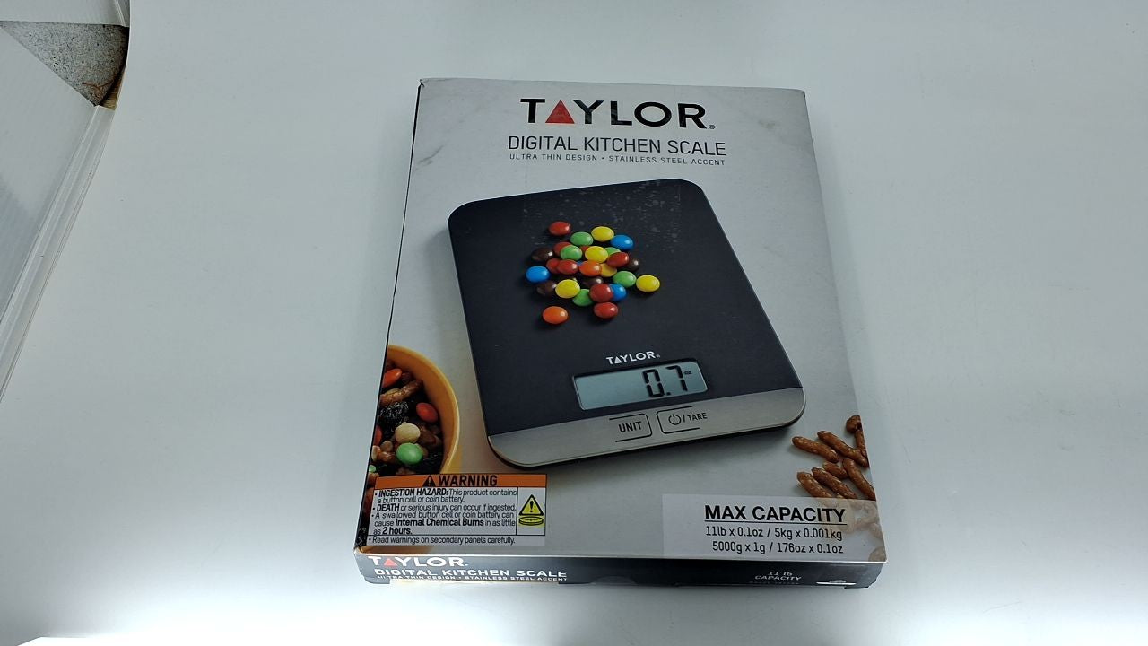 Taylor 11 lb Glass Food Scale, Accurate Measurement in Grams & Ounces