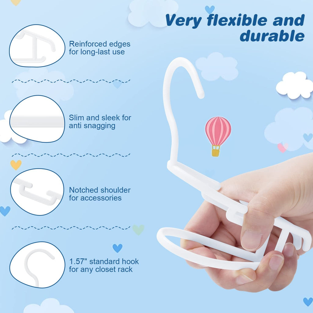 Plastic Baby Hangers 60 Pack White for Nursery Closet Organization