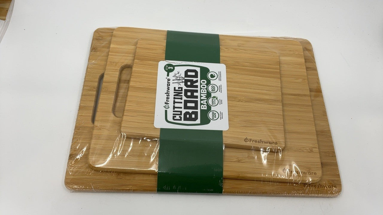 3-Piece Bamboo Cutting Board Set for Kitchen - Eco-Friendly