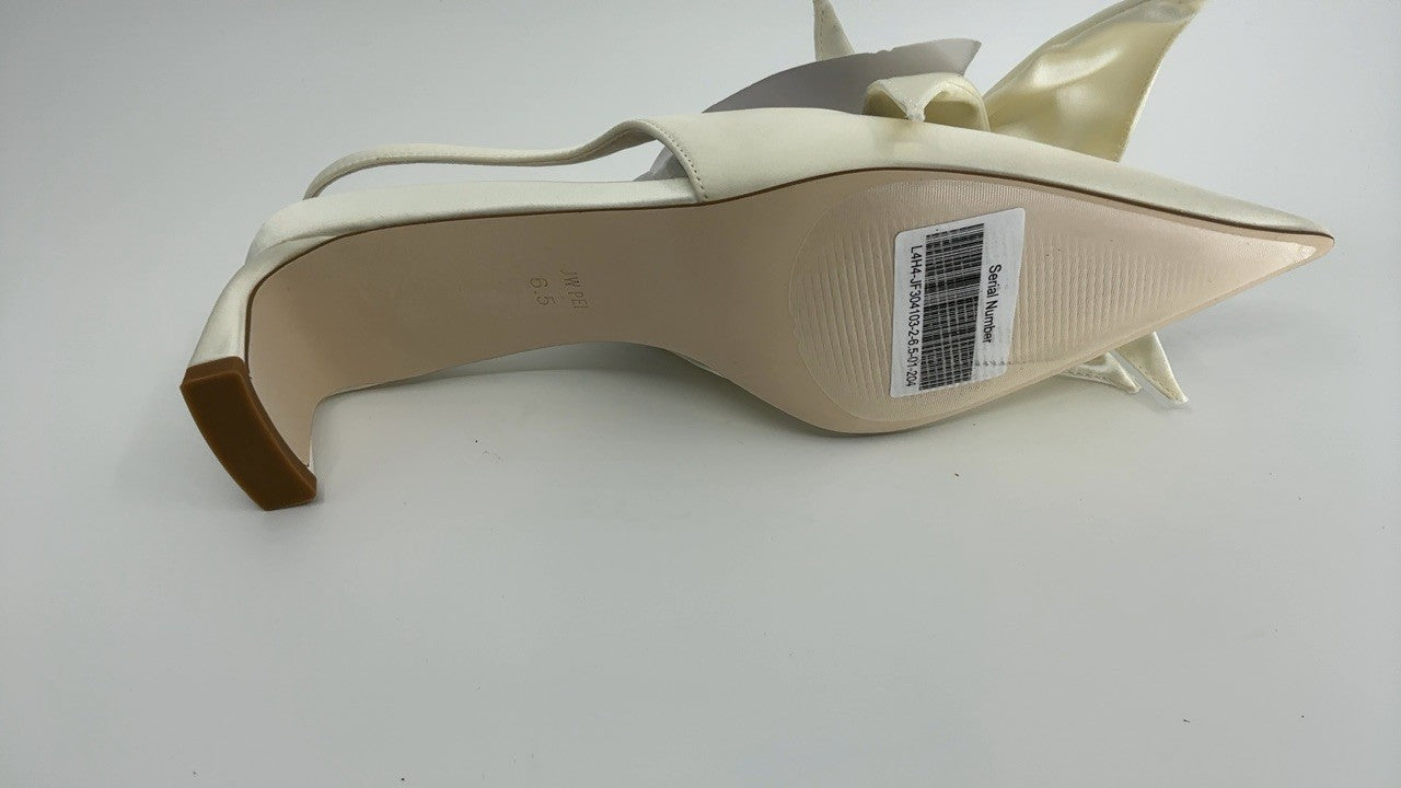 JW PEI Women's Queena Floral Appliques Slingback Pumps - Ivory White, 6.5