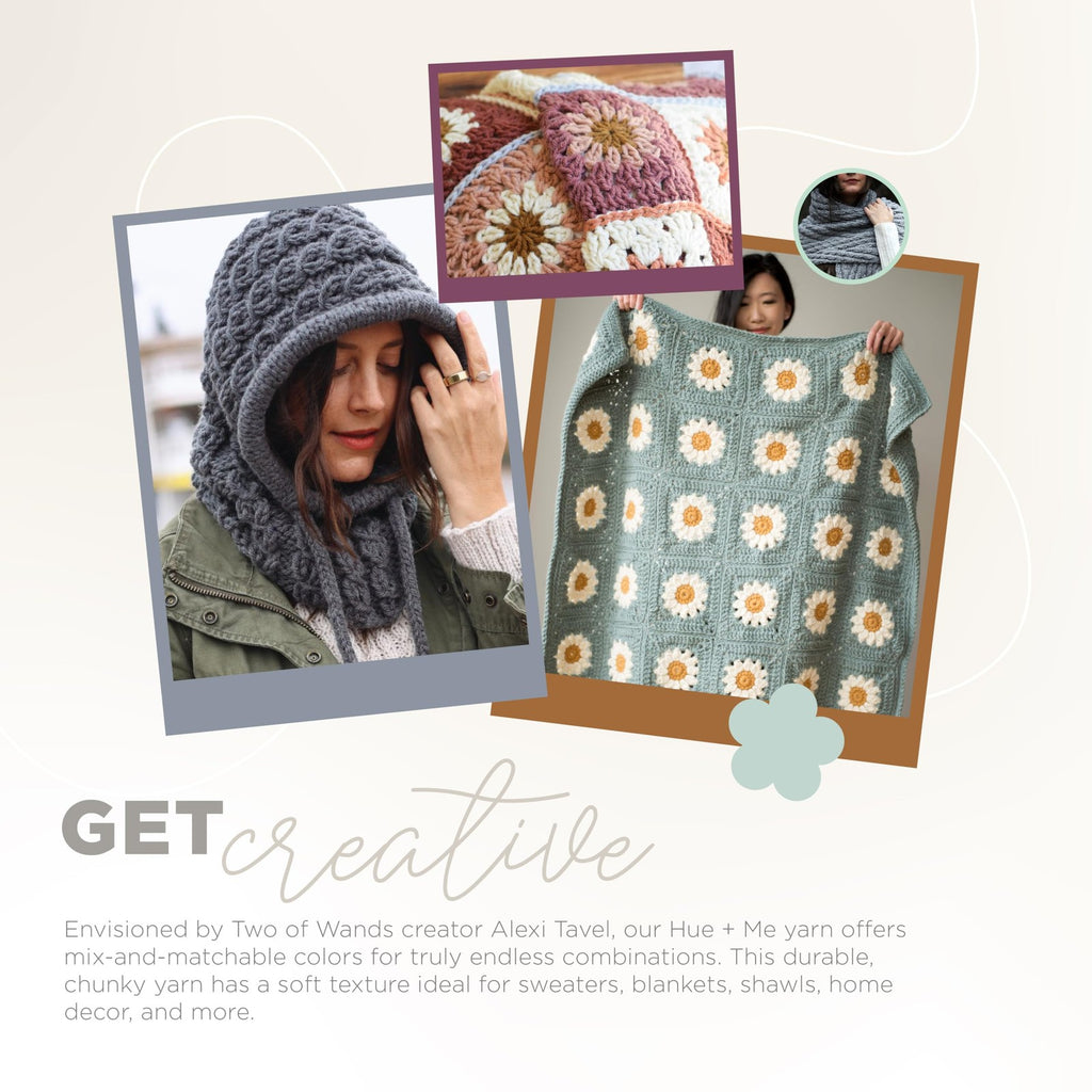 Hue + Me Chunky Yarn, Cement, 1 Pack for Knitting & Crocheting