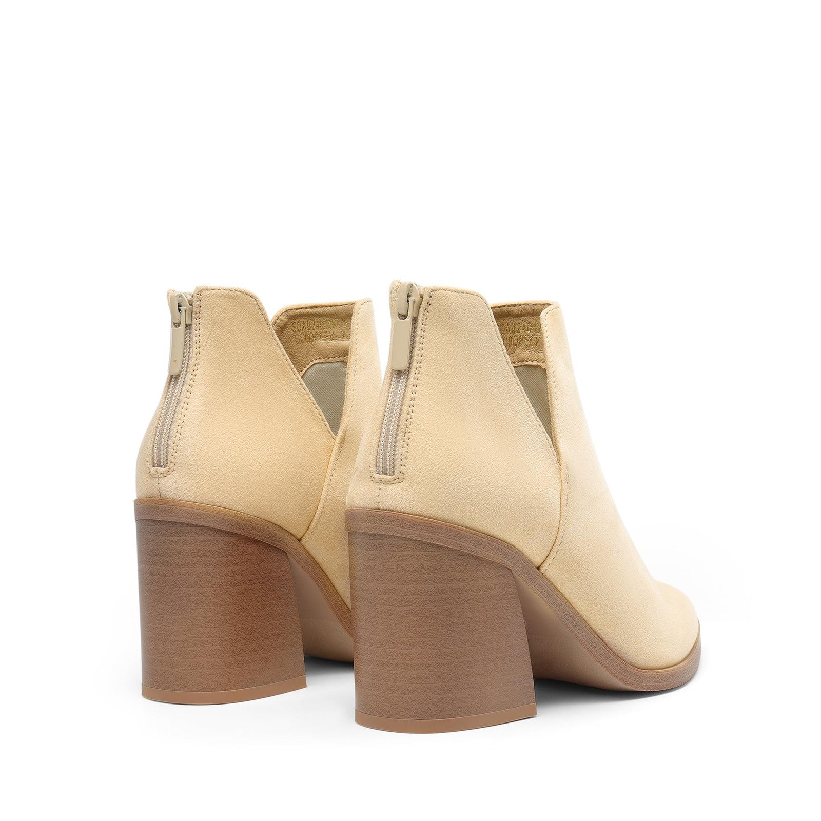 Women's Chunky Heel Ankle Boots 5.5 Nude Suede Pointed Toe