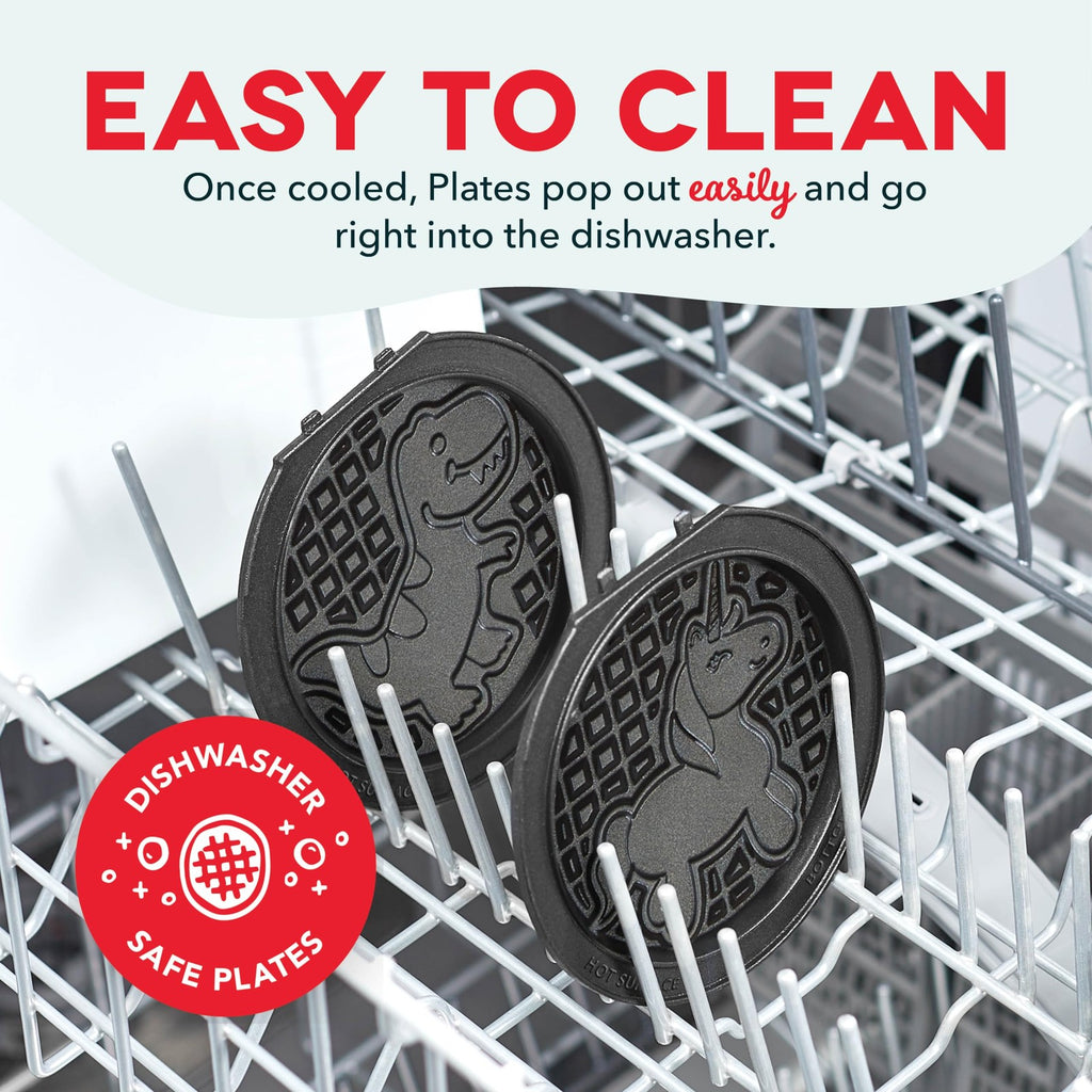 2Pc Nonstick Waffle Plates Set for DASH Mini Maker, Unicorn & Dinosaur