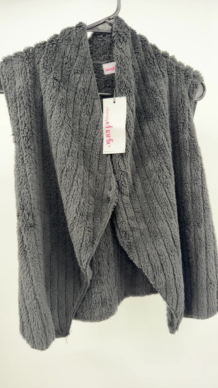 Cozy Fleece Open Front Vest Coat