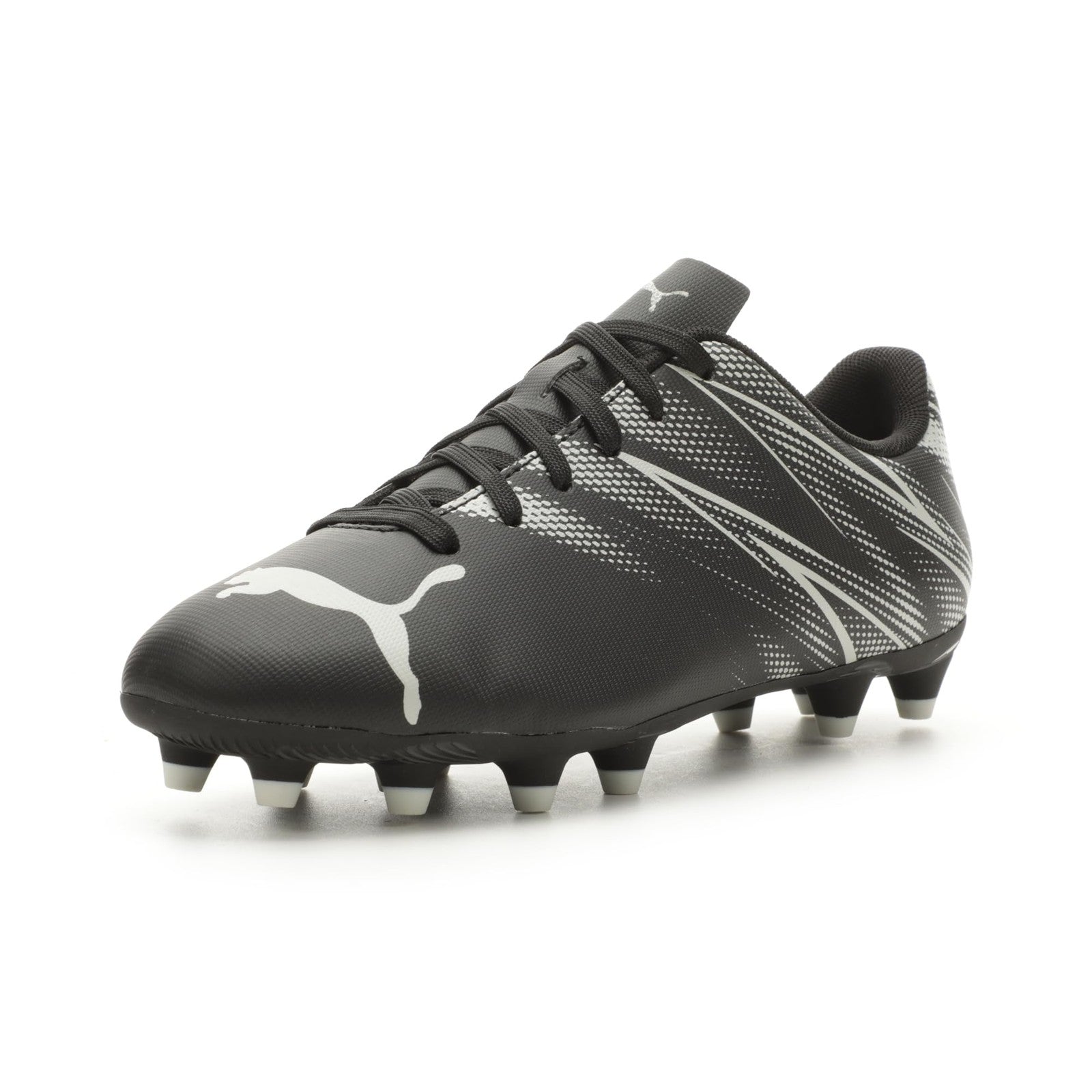 PUMA Attacanto Firm AG Soccer Cleats, Black-Silver Mist, 13 Little Kid