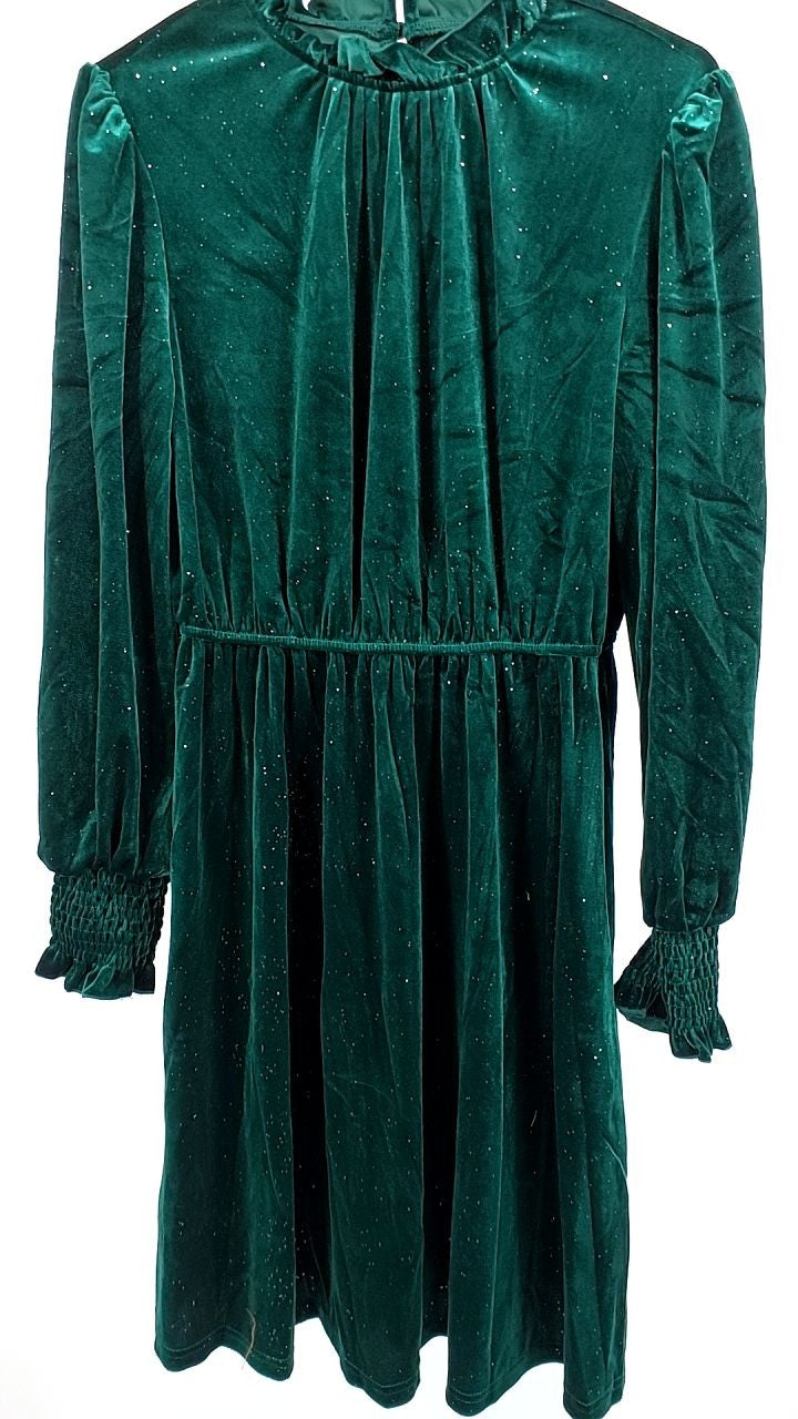 Glitter Mock Neck Long Sleeve Mini Dress