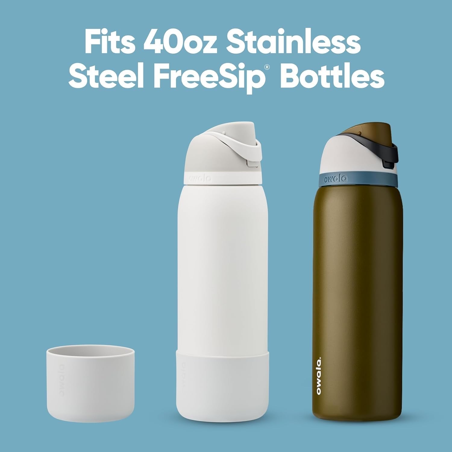 Owala 40 Oz Water Bottle Boot, Silicone Protective Sleeve, Grey