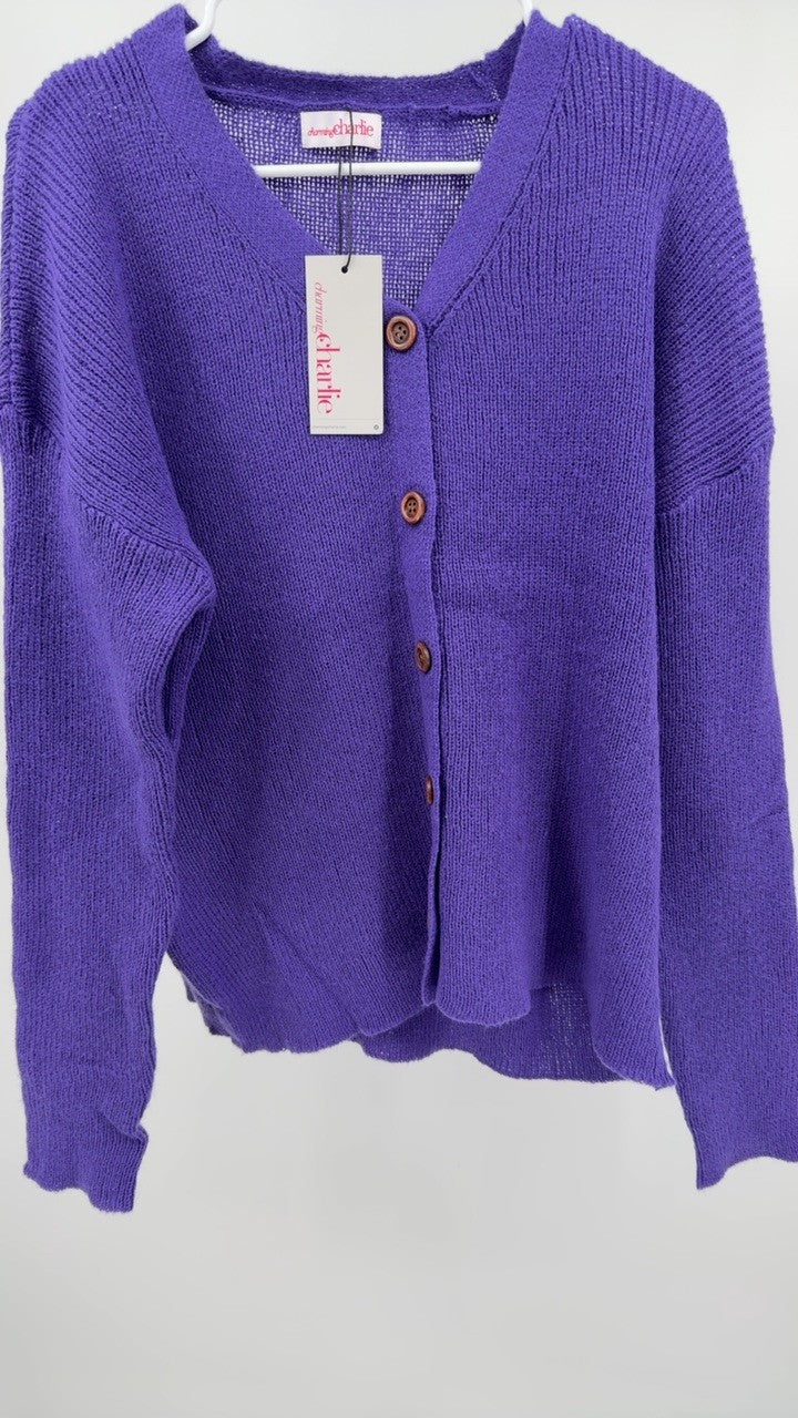 Full Size Button-Front V-Neck Cardigan Plus Size