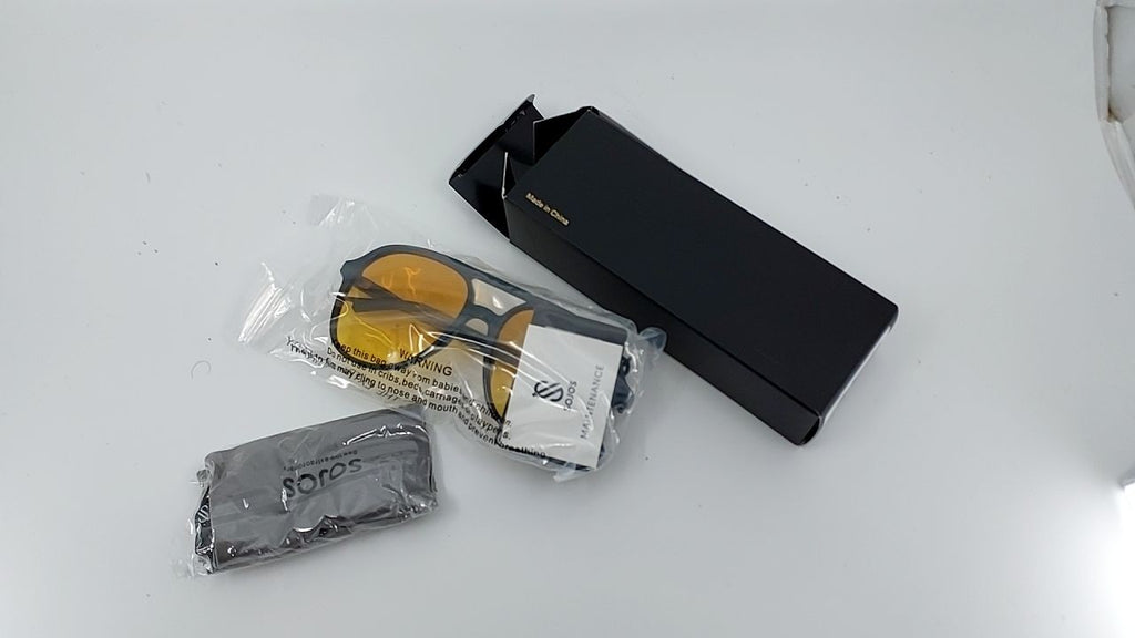 SOJOS Retro Polarized Aviator Sunglasses SJ2174 Black/Yellow Tint