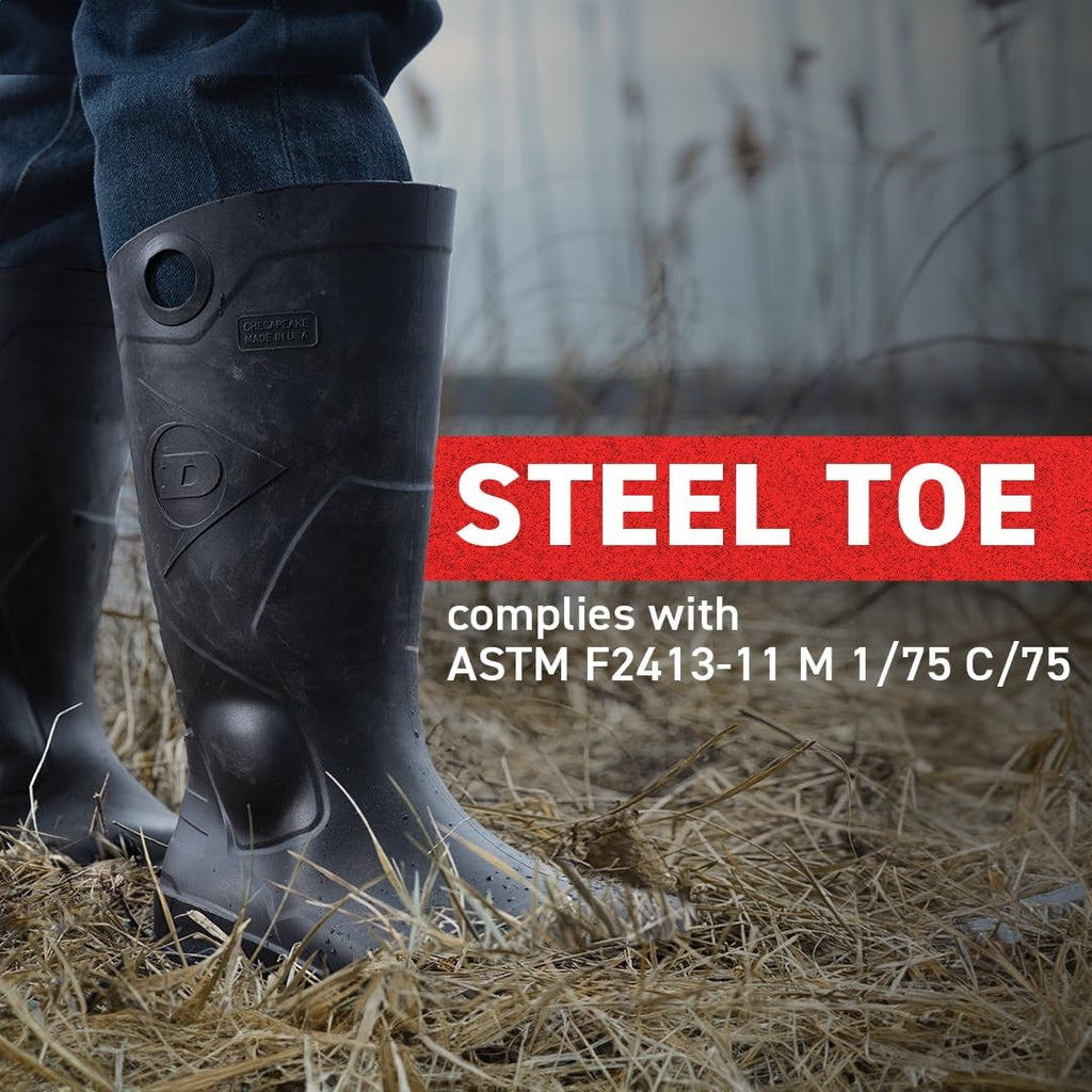 DUNLOP Protective Footwear, Chesapeake Steel Toe, 100% Waterproof, PVC, 8 US