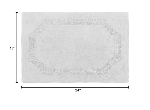 17x24 Reversible Bath Mat, Light Grey Cotton, Non-Skid Recommended