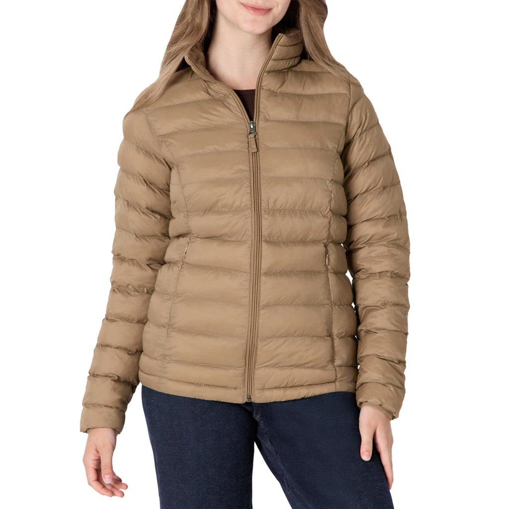 Women's Long-Sleeve Packable Puffer Jacket, Large, Mushroom Brown, Lightweight