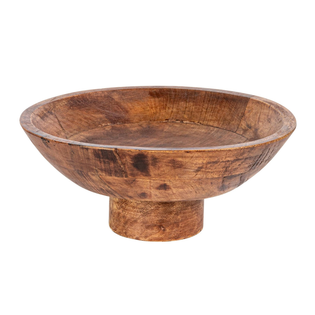 Bloomingville Mango Wood Footed Bowl, Walnut Finish