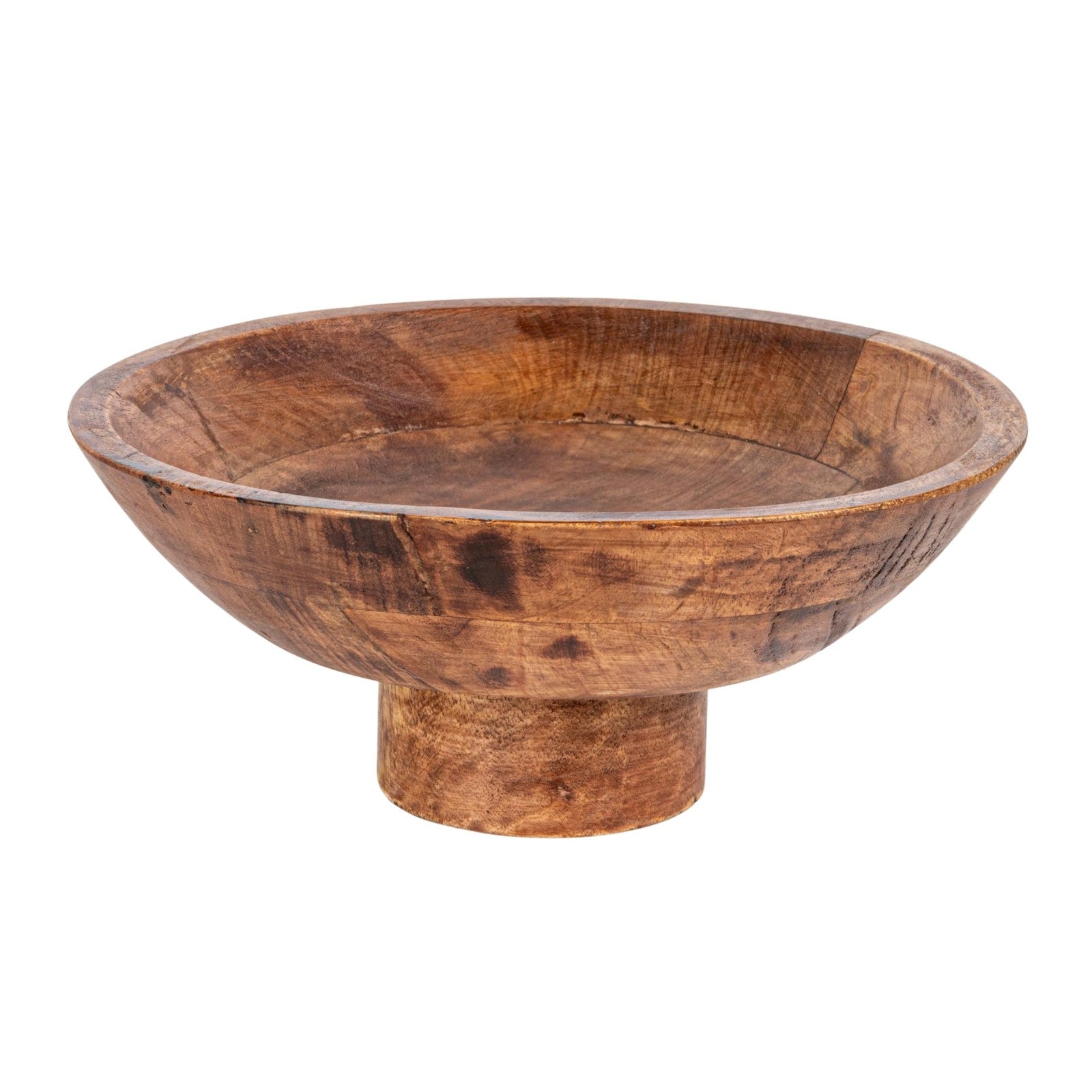 Bloomingville Mango Wood Footed Bowl, Walnut Finish