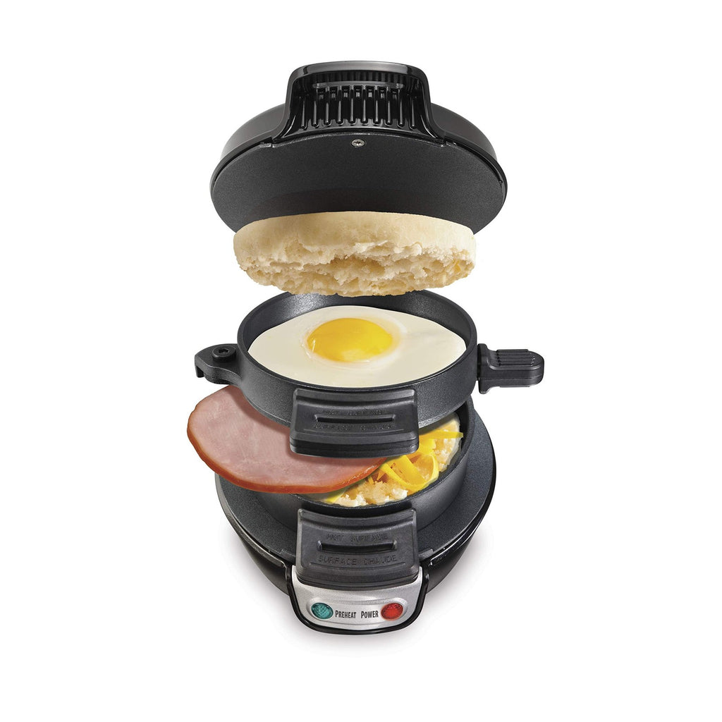 Hamilton Beach Sandwich Maker, Quick Breakfast, Black, Model 25477