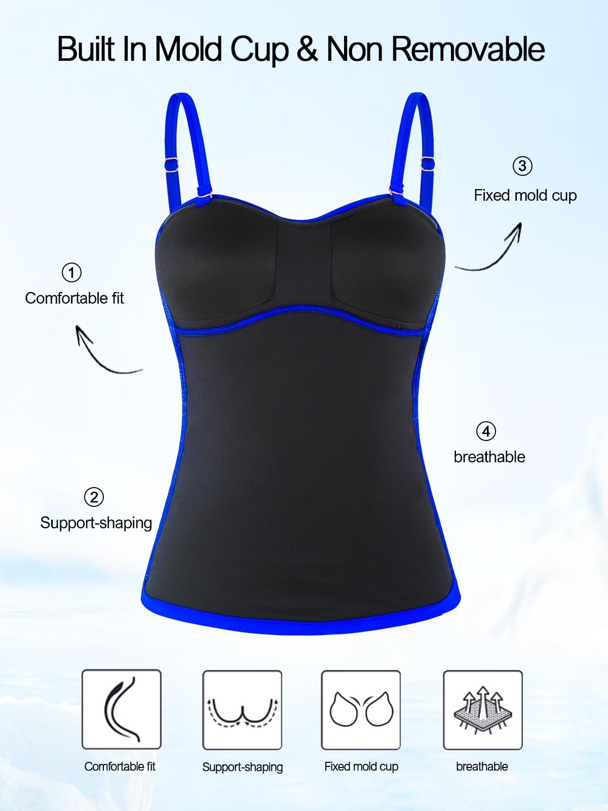 Ocean Blues Women's 3X-Large Royal Blue Tankini Top w/ Tummy Control