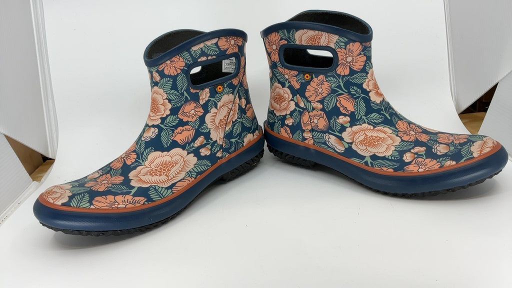 BOGS Women's Patch Ankle Tapestry Floral Rain Boot, Navy Multi, 9