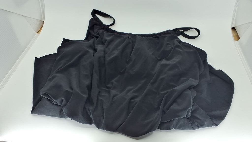 Aqua Green Women's Keyhole Blouson Swim Romper, Black, Size Large