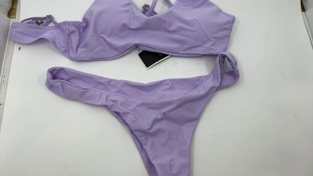 Women's Lavender Push Up Padded Thong Bikini Swimsuit, XL