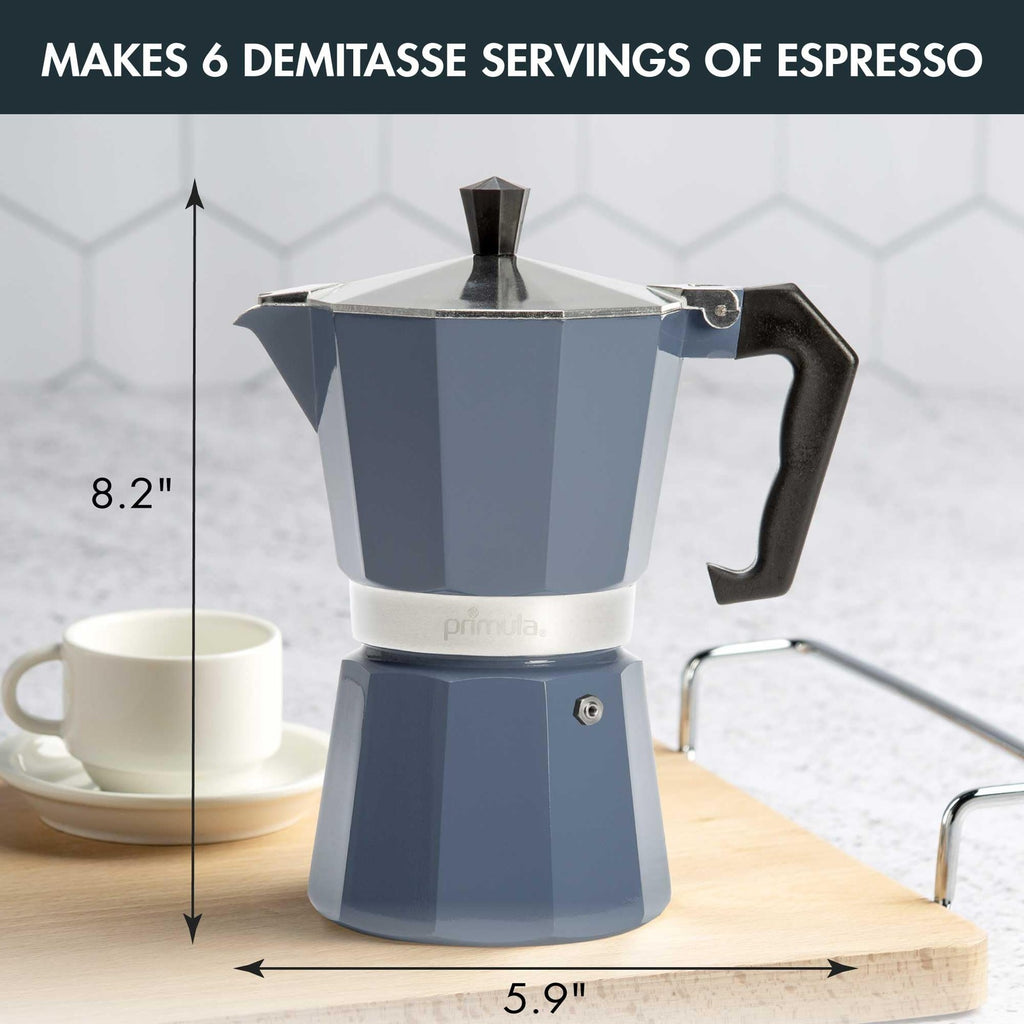 Primula Classic Moka Pot, 6 Cup Espresso Maker, Blue Aluminum