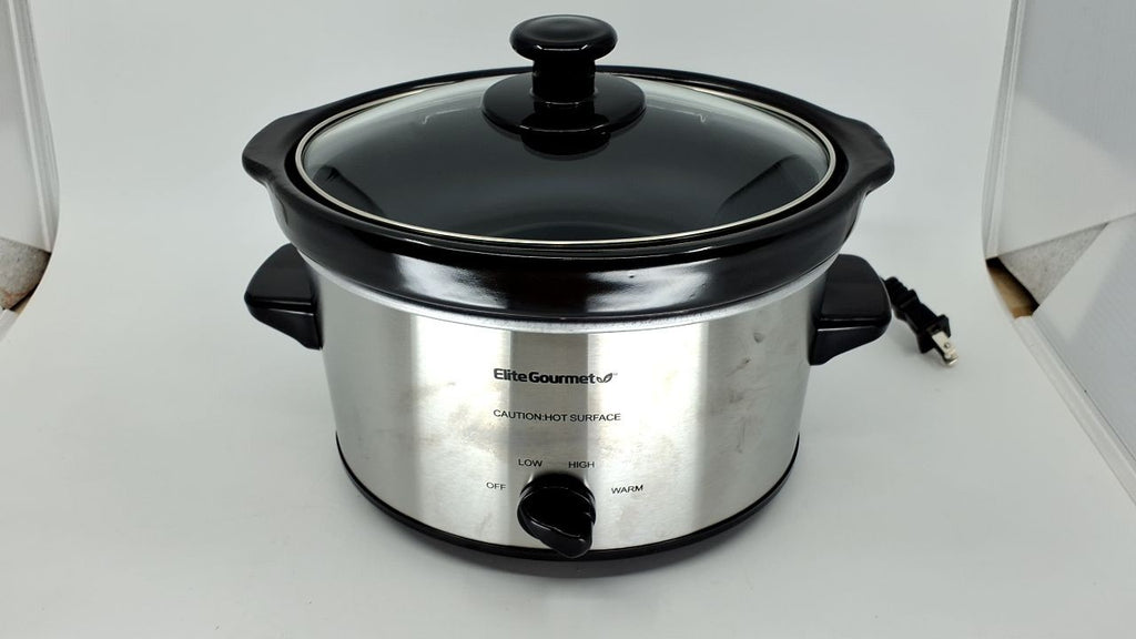Elite Gourmet Slow Cooker, 2 Quart, Adjustable Temp, Stainless Steel Finish