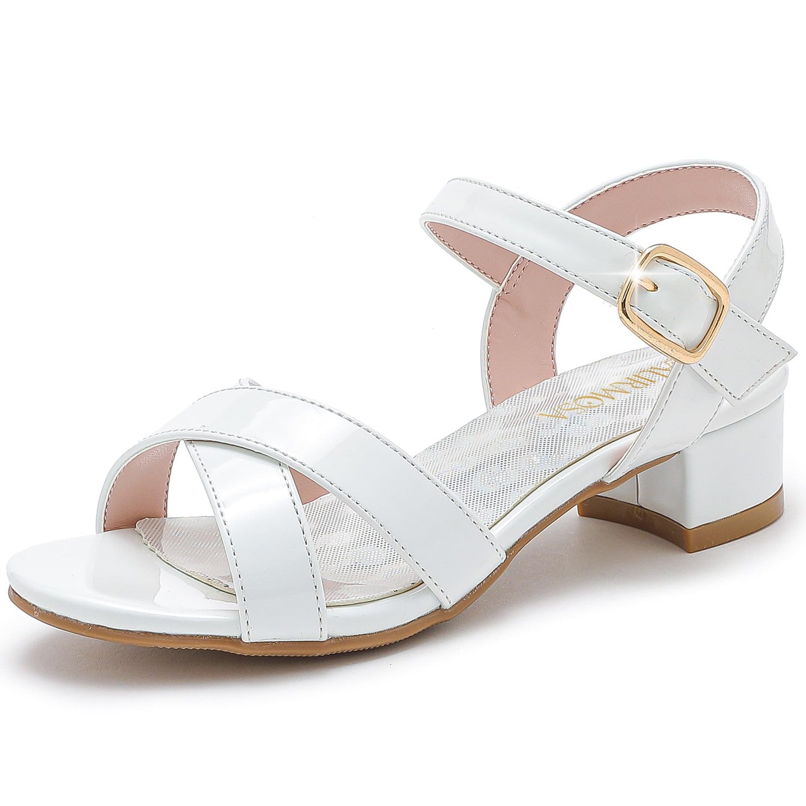 LAURMOSA Girls White Dress Shoes Kids Wedding Dress Shoes for Girls High Heel,13