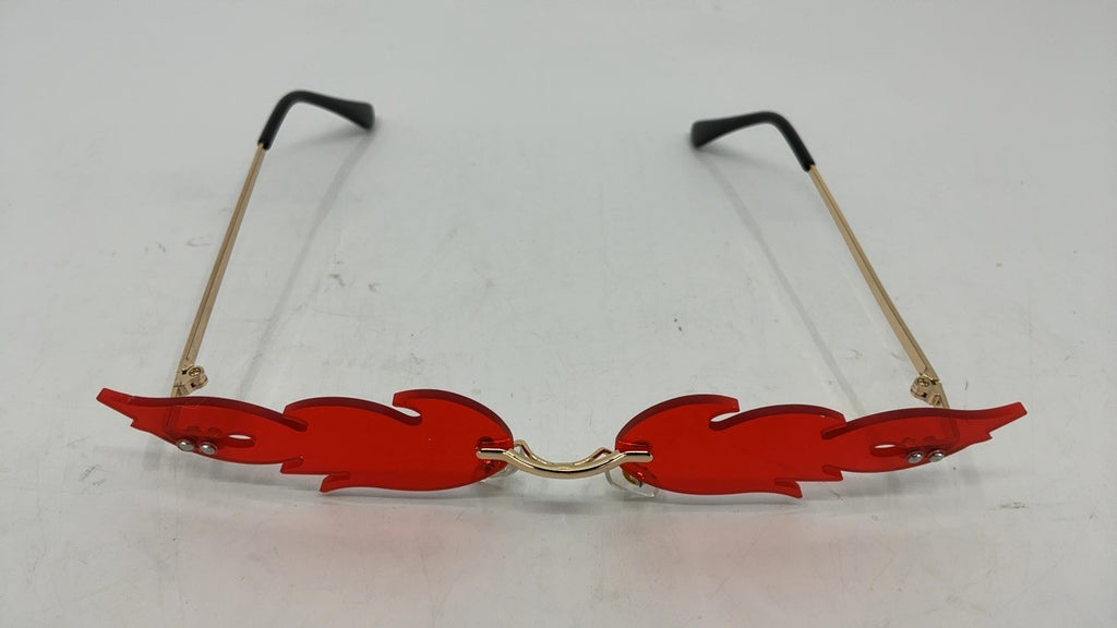 Fire Flame Rimless Sunglasses Gold/Red Retro Style for Halloween Party
