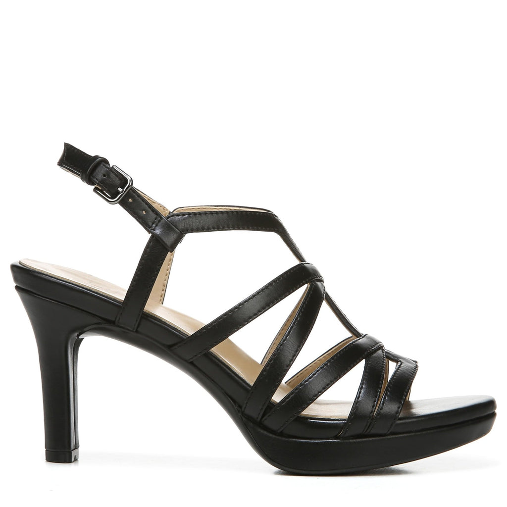 Naturalizer Womens Baylor Strappy High Heel Dress Sandal Black Smooth 8 M