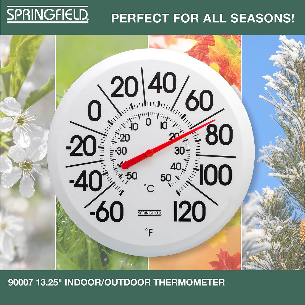 Indoor/Outdoor 13.25-Inch Thermometer, White, Mounting Bracket Included