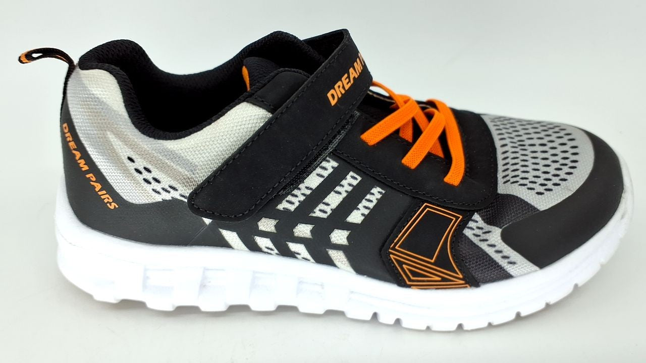 Athletic Kids Sneakers Size 5 Big Kid Breathable Black/Grey/Orange