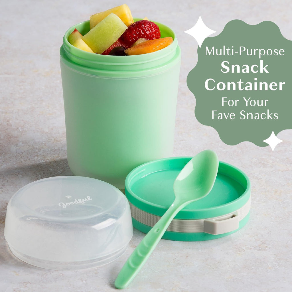 Insulated Food Storage Container, 14-Oz, Green, w/ Reusable Spoon
