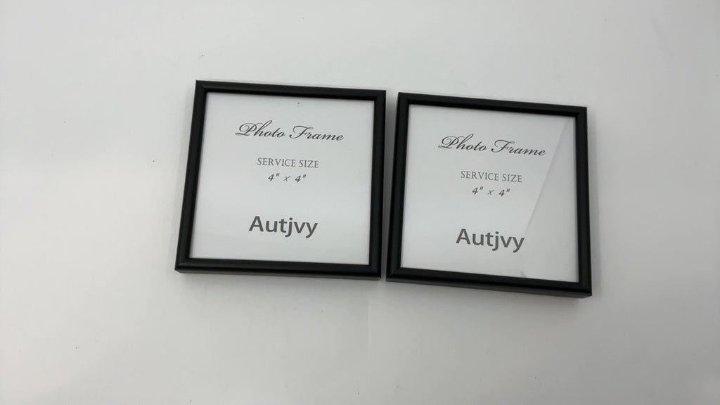 Matte Black 4x4 Picture Frame Set, Thin Aluminum Metal w/ Glass (2 Pack)