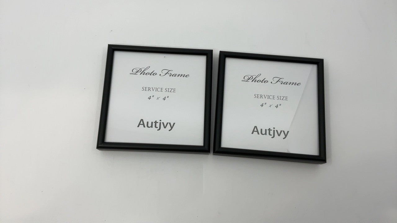 Matte Black 4x4 Picture Frame Set, Thin Aluminum Metal w/ Glass (2 Pack)