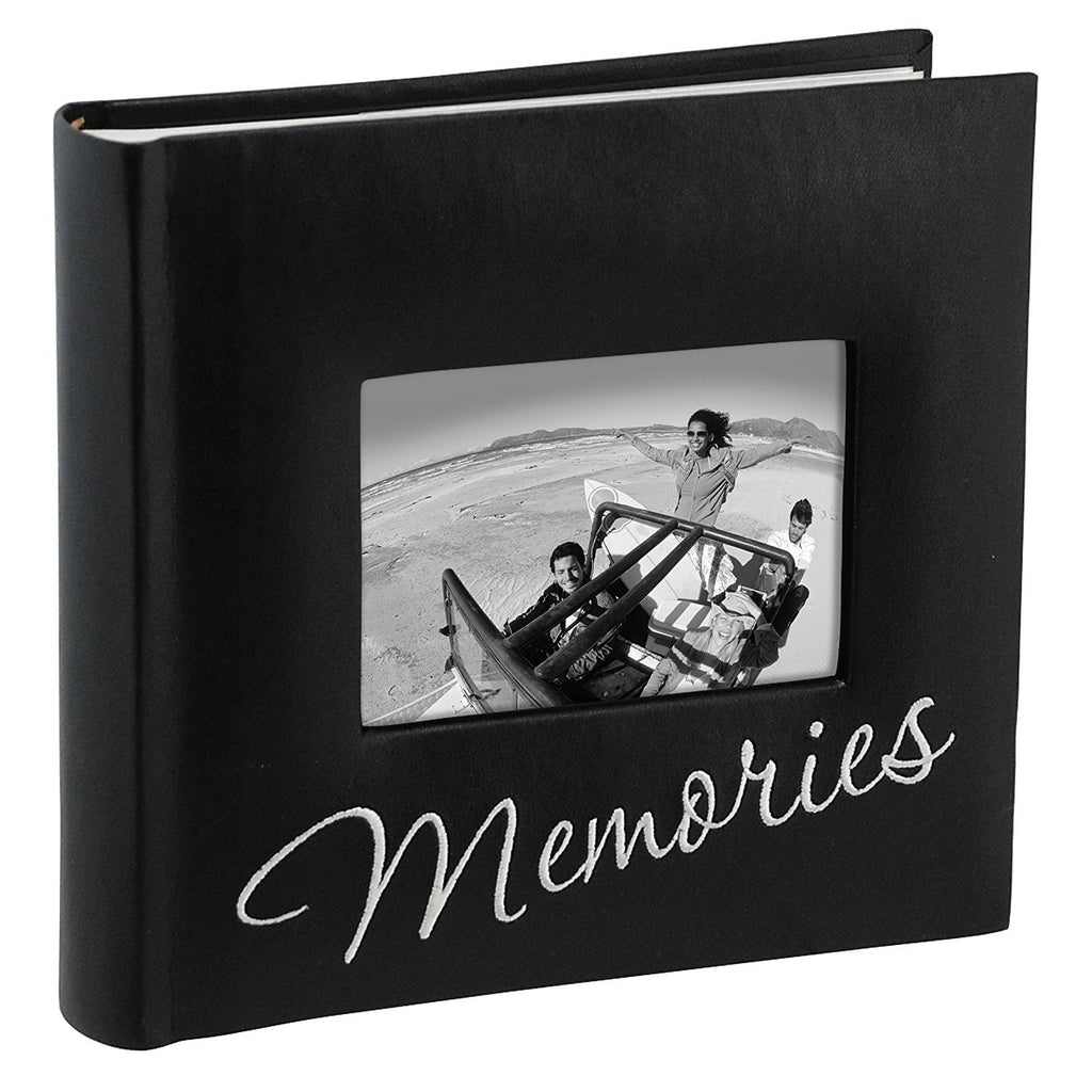 Cursive Memories Photo Album, 160 4x6, Black Faux Leather Cover