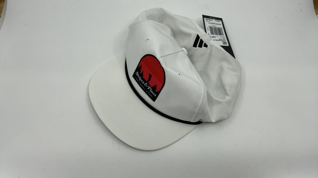 adidas Ultimate365 Tour Stripe and Pines Hat, White, One Size