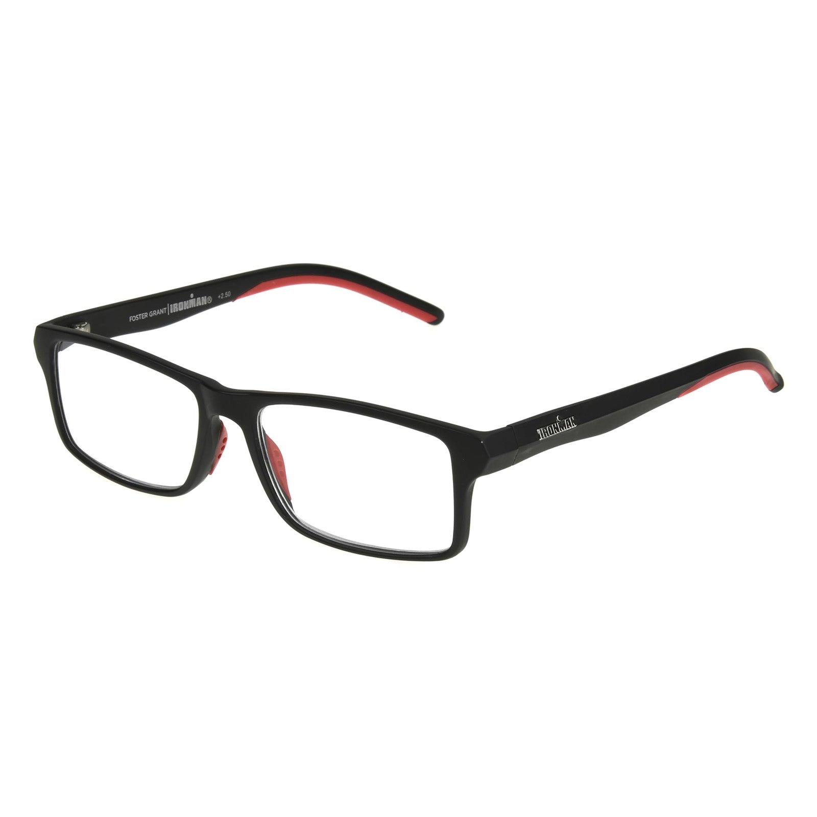 IRONMAN Men's Endeavor Square Reading Glasses, Black, 54 mm + 2.5