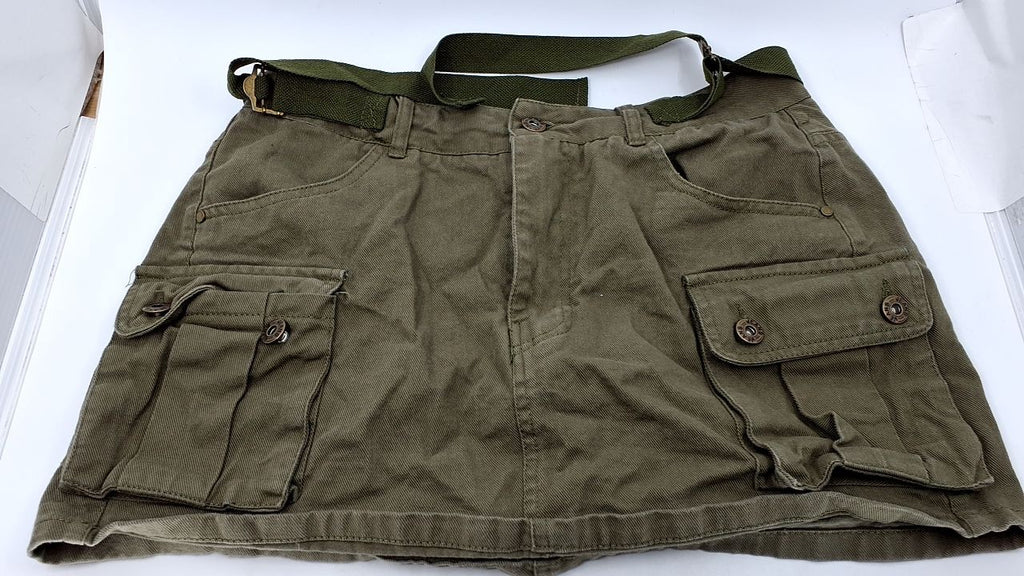 Women’s Y2K Denim Jean Mini Skirt Army Green Camo Low Rise M