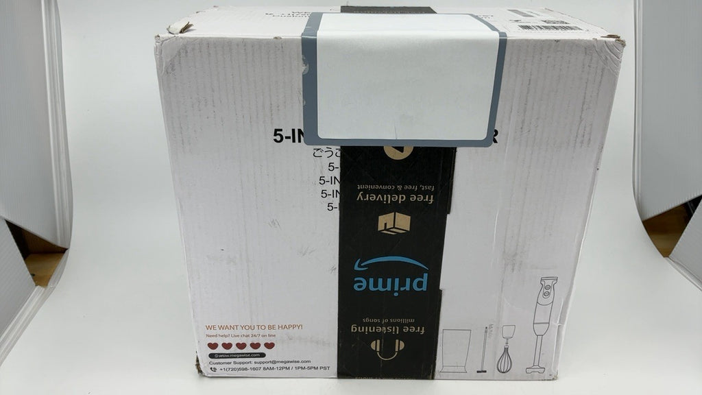 MegaWise Black Immersion Blender 5-in-1, 400W, 12-Speed, w/ Accessories