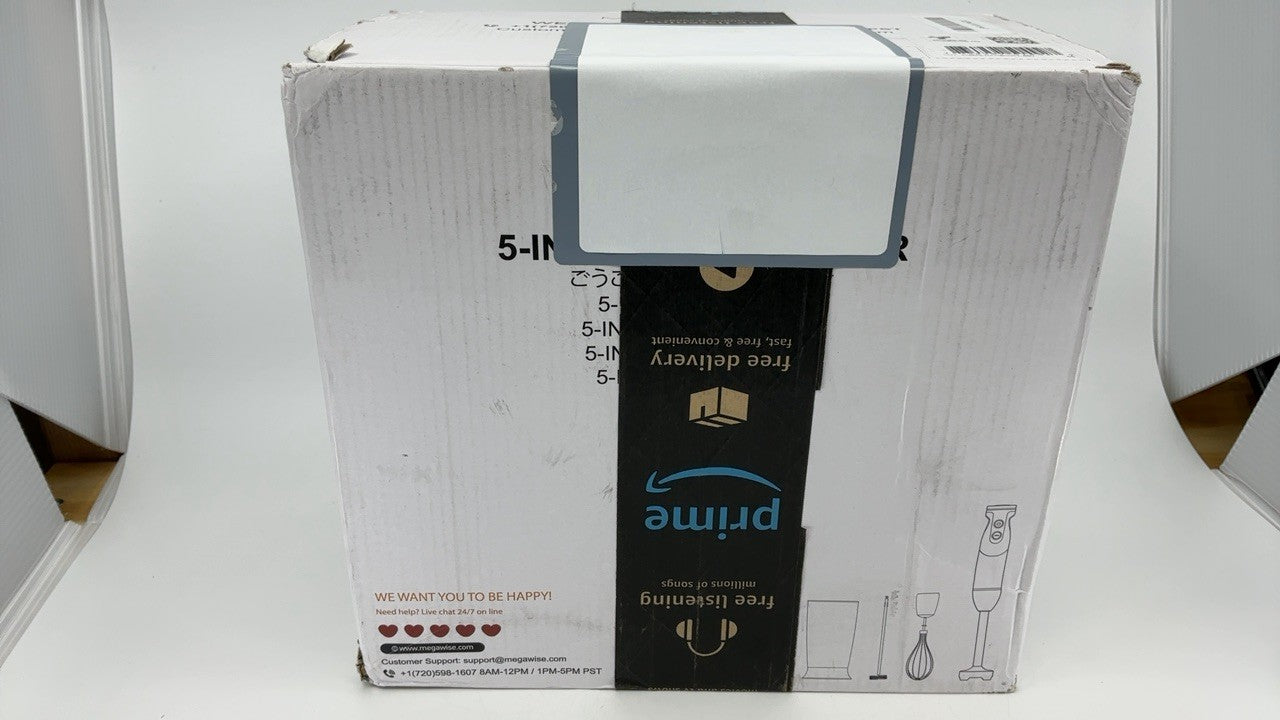 MegaWise Black Immersion Blender 5-in-1, 400W, 12-Speed, w/ Accessories